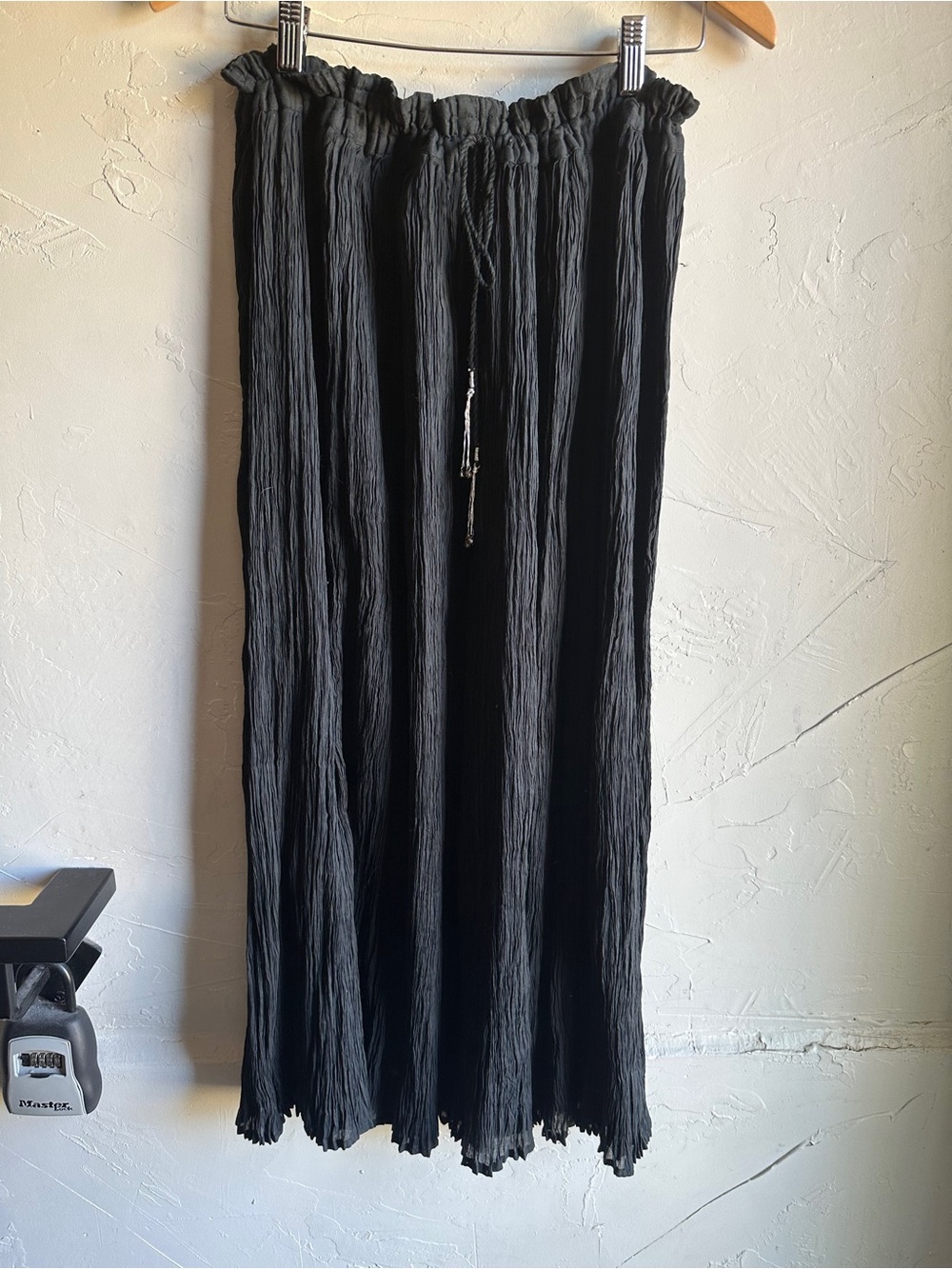 Black Crinkle Gauze Maxi Skirt Whimsigoth Goth Boho Stevie Nicks One Size